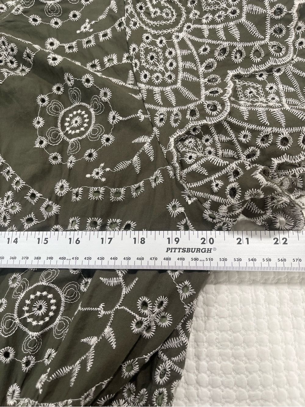 Baltic Born Mirabel Eyelet Midi Dress Women’s 1XL Olive Green Embroidered Cotton - Picture 3 of 8